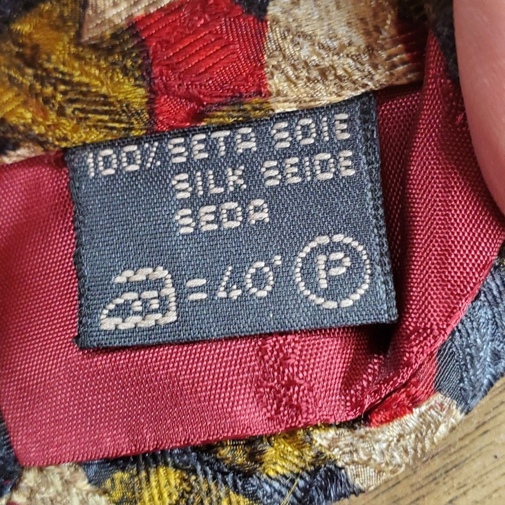 Ermenegildo Zegna Silk Tie Mens One Size Red Blue Gold Geometric Made in Italy - Picture 3 of 7